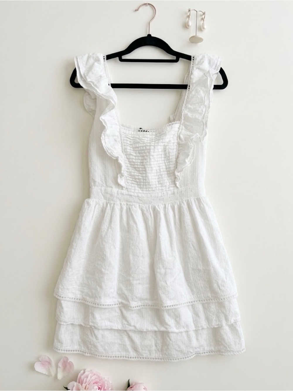 MAJORELLE White Ruffle Mini Dress XS Swiss Dot Cottagecore Revolve - Picture 2 of 9